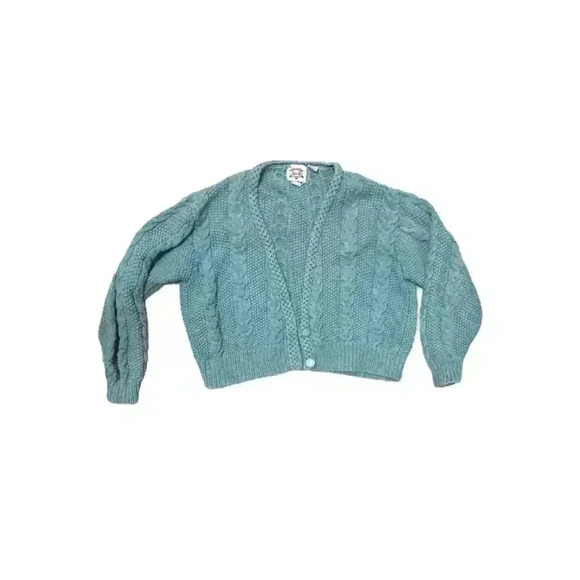 Vintage Contempo Casuals Teal & Cardigan Sweater‎ Large w/Buttons Ramie & Cotton - Picture 1 of 8